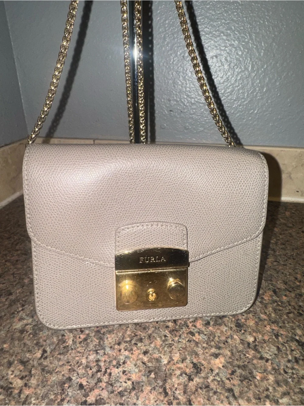 Furla Small Crossbody Bag in Light Taupe EUC